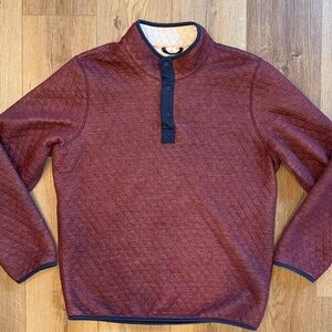 Marine Layer Corbet Reversible Quilted MD Pullover, Burgundy, Cream and Navy, L